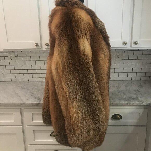 Pauly Nürnberg Fürth Real Fox Fur Coat Womens Large Brown Red Mid Length Lined - Picture 4 of 15